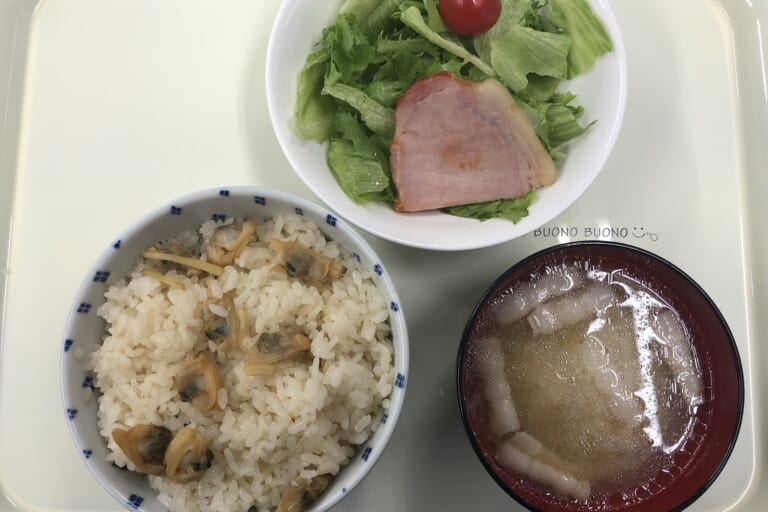 【親和の学生寮】今日の朝ごはん☆あさり混ぜご飯