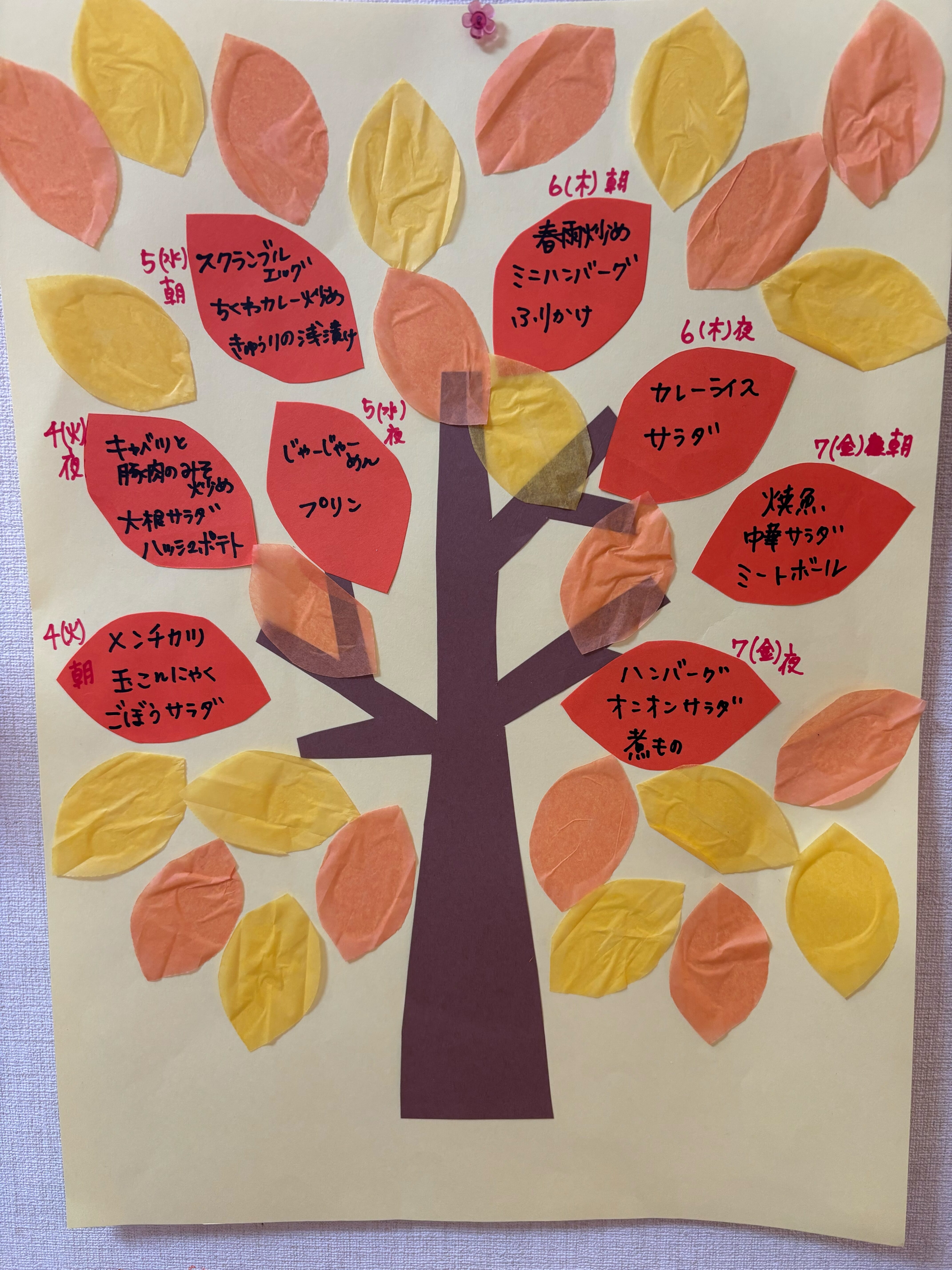 【親和の学生寮】今週のメニュー表（11/4～11/7）