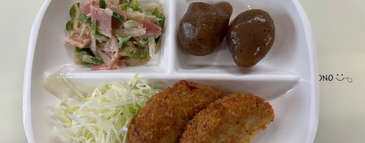 【親和の学生寮】今日の朝ごはん☆メンチカツ