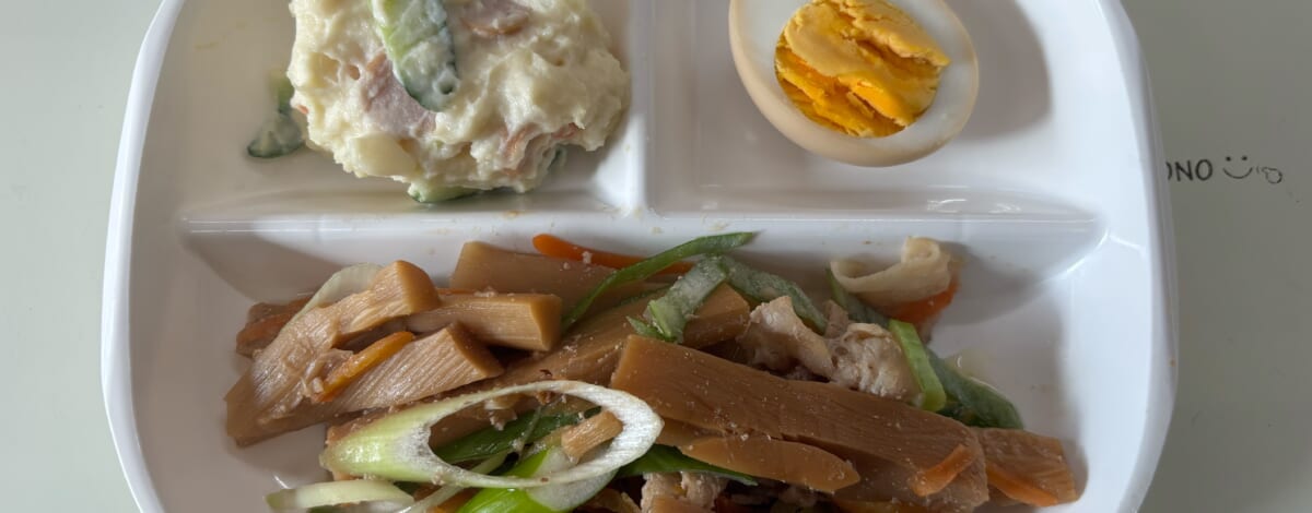 【親和の学生寮】今日の朝ごはん☆メンマのねぎ炒め