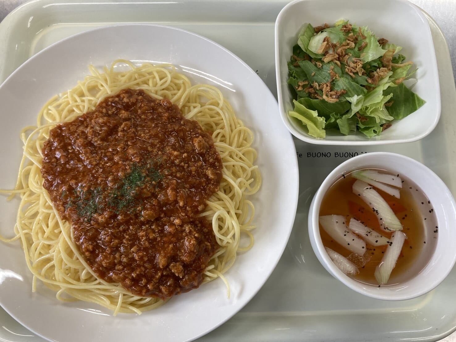 【親和の学生寮】今日の晩ごはん☆ミートソーススパゲティ